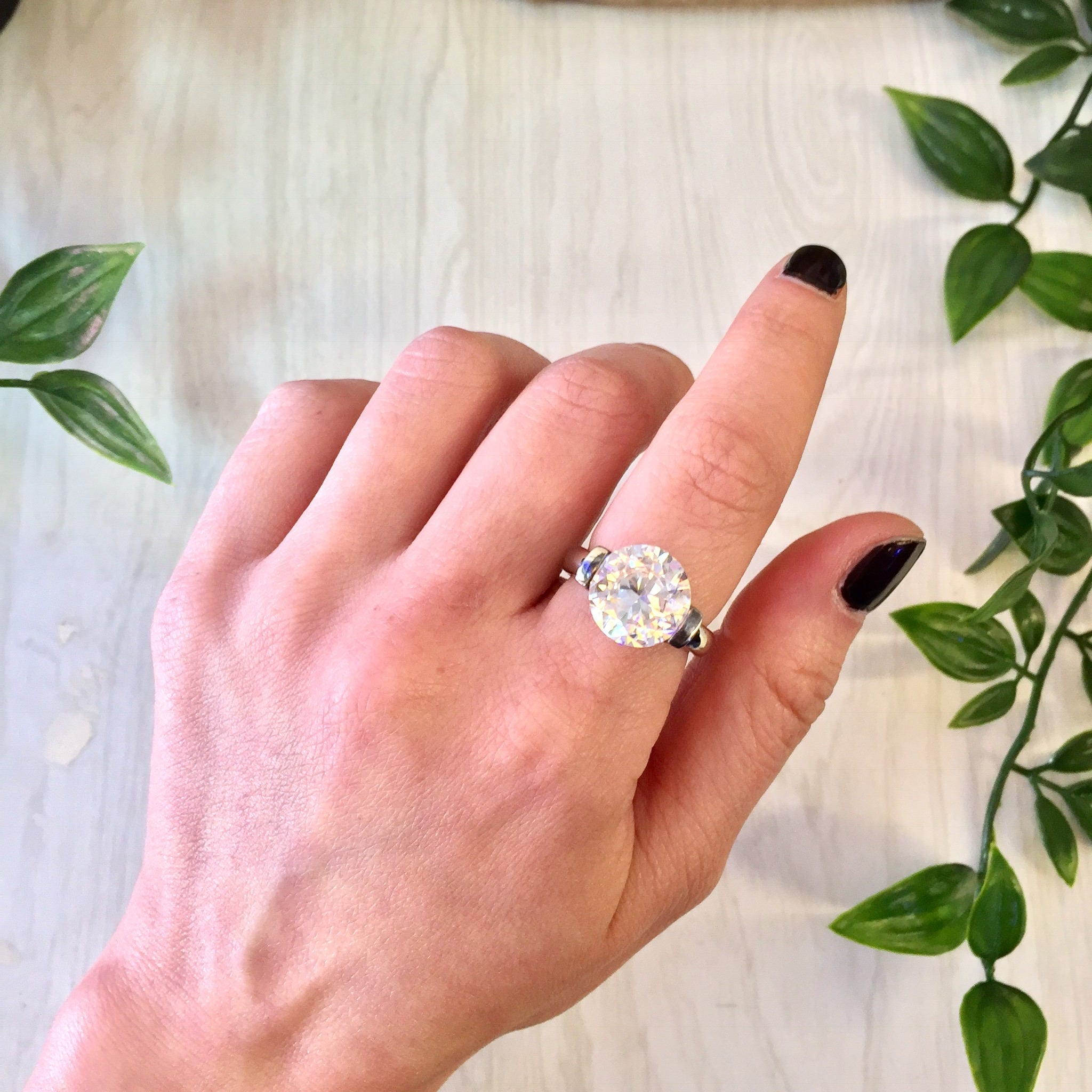 Vintage Silver Ring, Vintage Jewelry, Sterling Silver, Engagement Ring, Statement Jewelry, Cocktail Ring, Wedding Jewelry, Diamond, Gift