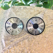 Vintage Earrings, Retro Earrings, Vintage Jewelry, Clock Earrings, Time, Costume Jewelry, Statement Jewelry, Disc Earrings, Round Earrings