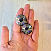 Vintage Earrings, Retro Earrings, Vintage Jewelry, Clock Earrings, Time, Costume Jewelry, Statement Jewelry, Disc Earrings, Round Earrings