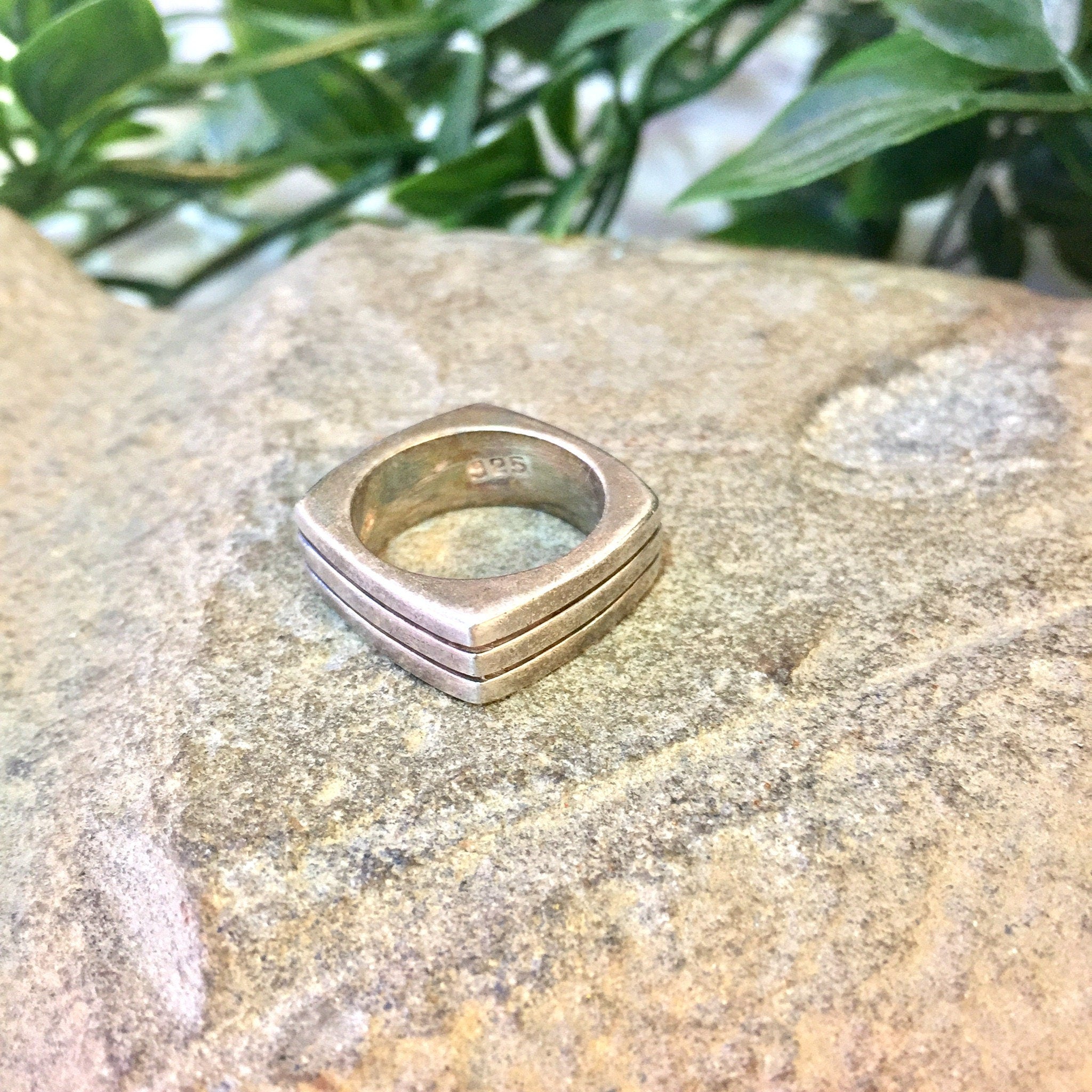 Vintage Silver Ring, Square Ring, Sterling Silver, Vintage Jewelry, Made in Mexico, Ridge Ring, 925, Gift for Mom, Mother's Day Gift,