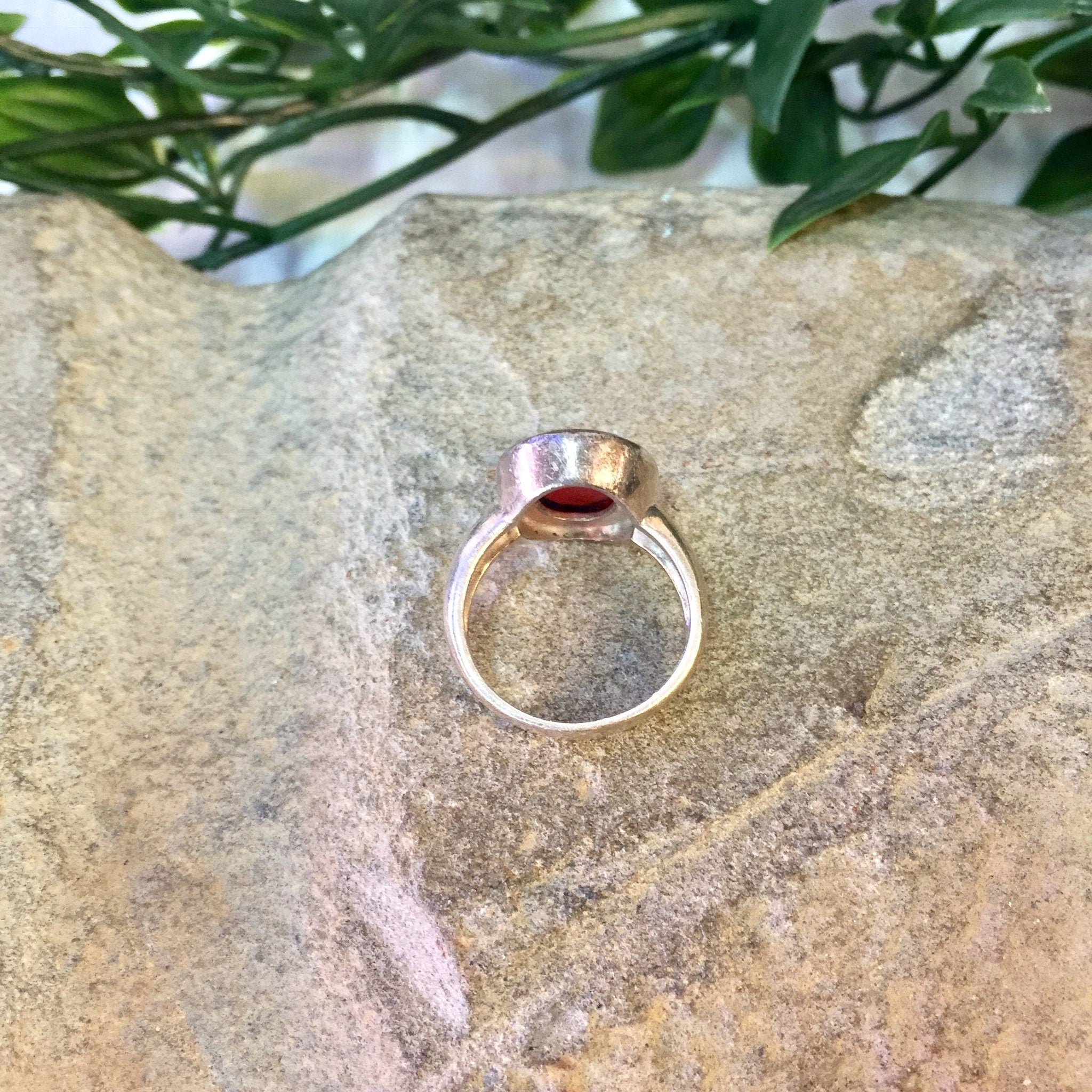 Vintage Silver Ring, Red Cabochon Stone, Sterling Silver, Red Stone, Red Jewelry, Oval Shaped Jewelry, Statement Jewelry, Red Enamel,