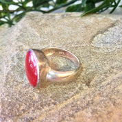 Vintage Silver Ring, Red Cabochon Stone, Sterling Silver, Red Stone, Red Jewelry, Oval Shaped Jewelry, Statement Jewelry, Red Enamel,