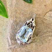 Vintage Silver Pendant, Aquamarine, Sterling Silver, Vintage Jewlery, Necklace, Blue, 925, Mothers Day Gift