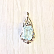 Vintage Silver Pendant, Aquamarine, Sterling Silver, Vintage Jewlery, Necklace, Blue, 925, Mothers Day Gift