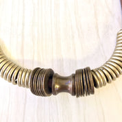 Vintage Choker, Leather Necklace, Vintage Jewelry, Brass, Coil Jewelry, Ethnic Jewelry, Statement Necklace, Mothers Day Gift