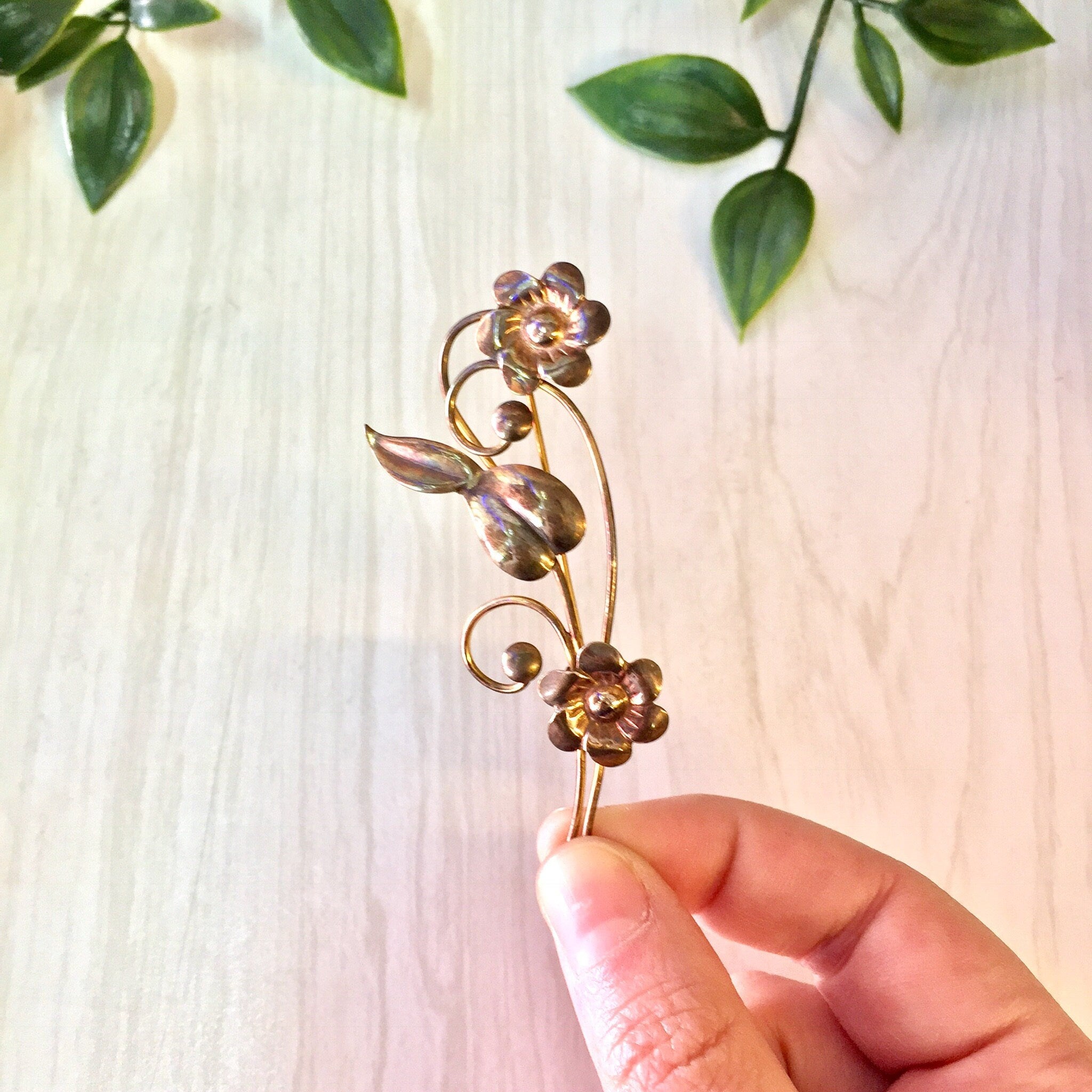 Vintage Silver Brooch, Gold Filled Brooch, Flower Brooch, Floral Jewelry, Two Flowers, Vintage Jewelry, Sterling Silver, Vintage Pin, Brooch