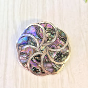 Vintage Silver Brooch, Abalone Brooch, Sterling Silver, Vintage Jewelry, Abalone and Silver, Spiral Brooch, Round Brooch, Purple, Blue,Green