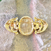 Vintage Gold Brooch, Gold Toned Brooch, Costume Jewelry, Statement Jewelry, Vintage Jewelry, Purple Stone, Faux Pearls, Victorian Style,