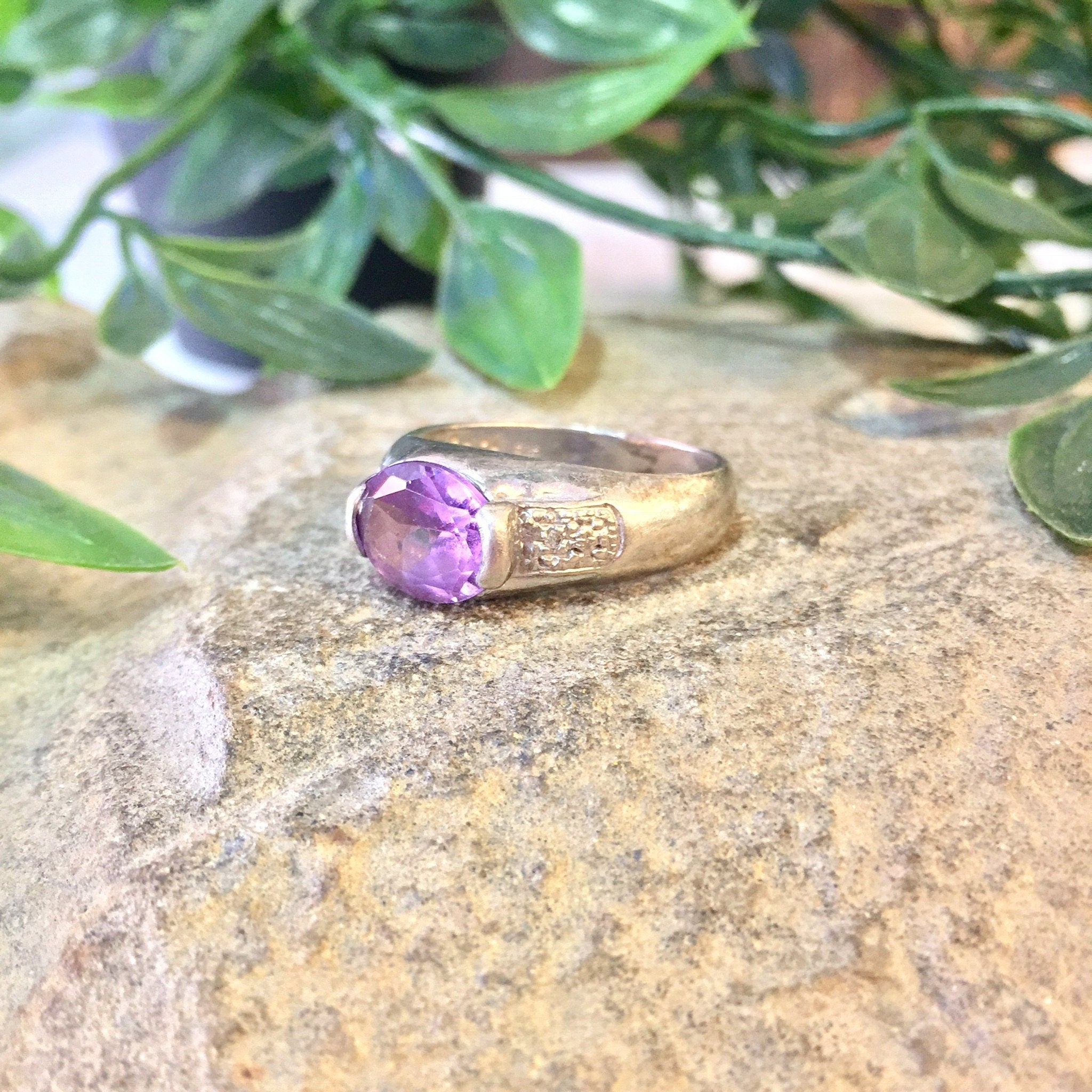 Vintage Silver Ring, Sterling Silver, Vintage Jewelry, Purple Stone, Pink Stone, Gemstone Jewelry, Statement Ring, Gift for Mom, Purple