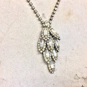 Vintage Silver Necklace, Silver Tone Necklace, Rhinestone Necklace, Rhinestone Jewelry, Statement Necklace, Beaded Jewelry, Vintage Jewelry