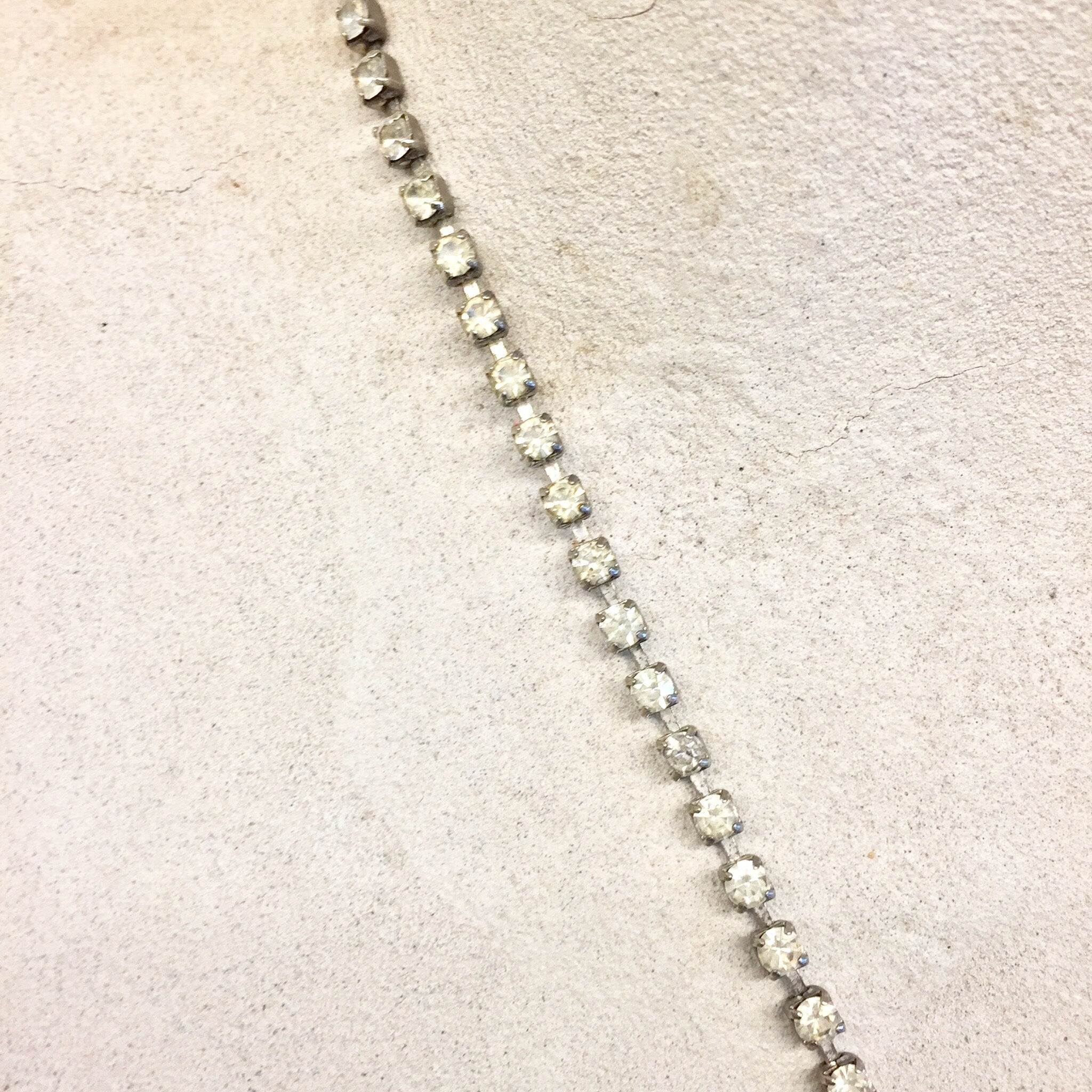 Vintage Silver Necklace, Silver Tone Necklace, Rhinestone Necklace, Rhinestone Jewelry, Statement Necklace, Beaded Jewelry, Vintage Jewelry