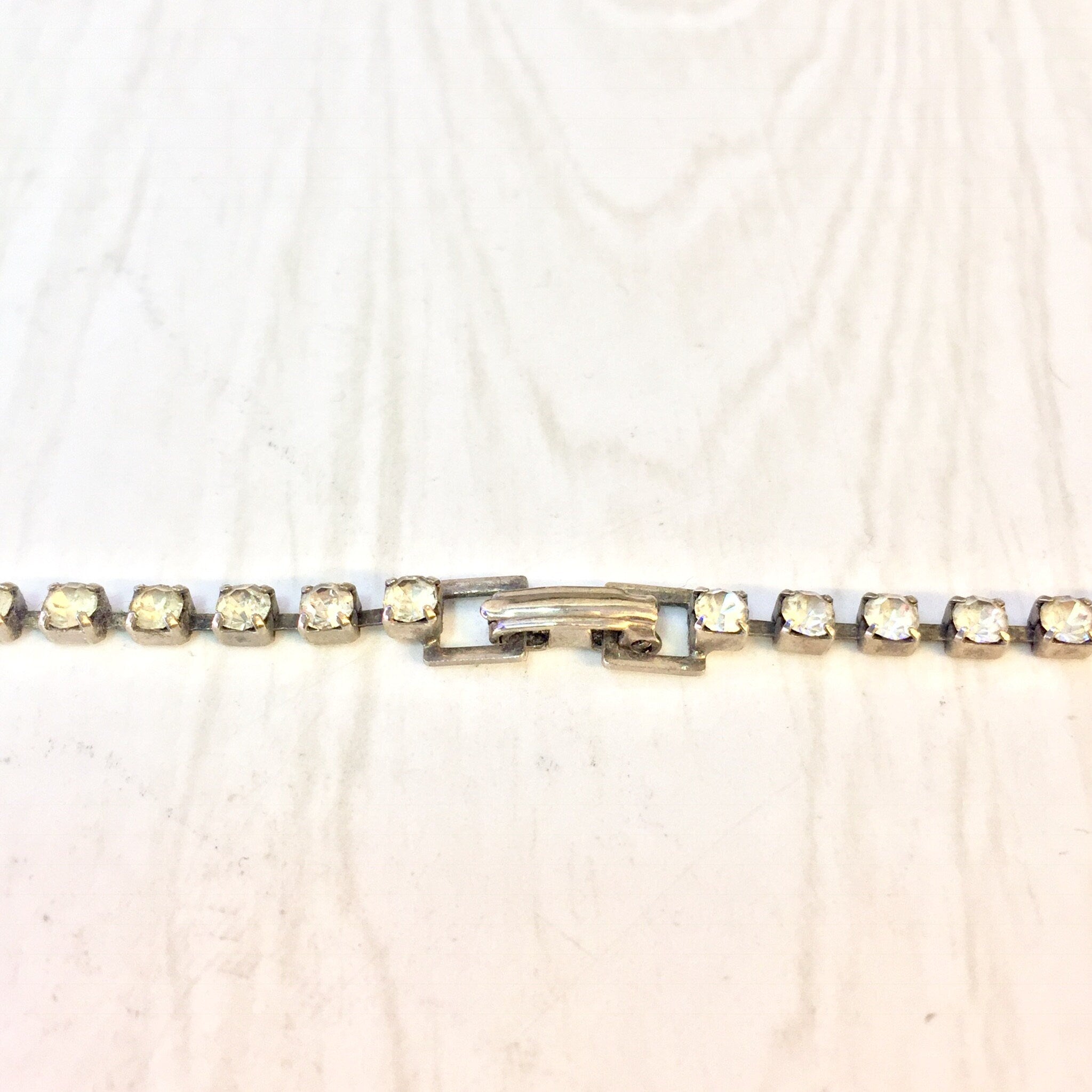 Vintage Silver Necklace, Silver Tone Necklace, Rhinestone Necklace, Rhinestone Jewelry, Statement Necklace, Beaded Jewelry, Vintage Jewelry