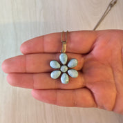 Vintage Pendant, Sterling Silver, Larimar Pendant, Larimar Jewelry, Light Blue, White, Flower Pendant, Flower, Larimar, Vintage Jewelry