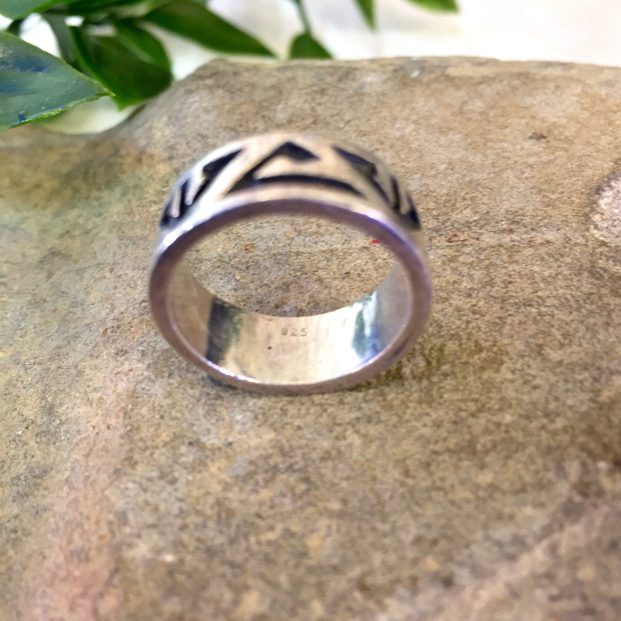 Vintage Silver Ring, Vintage Jewelry, Tribal, Stamped Ring, Band, Geometric, Sterling Silver, 925, Simple Ring