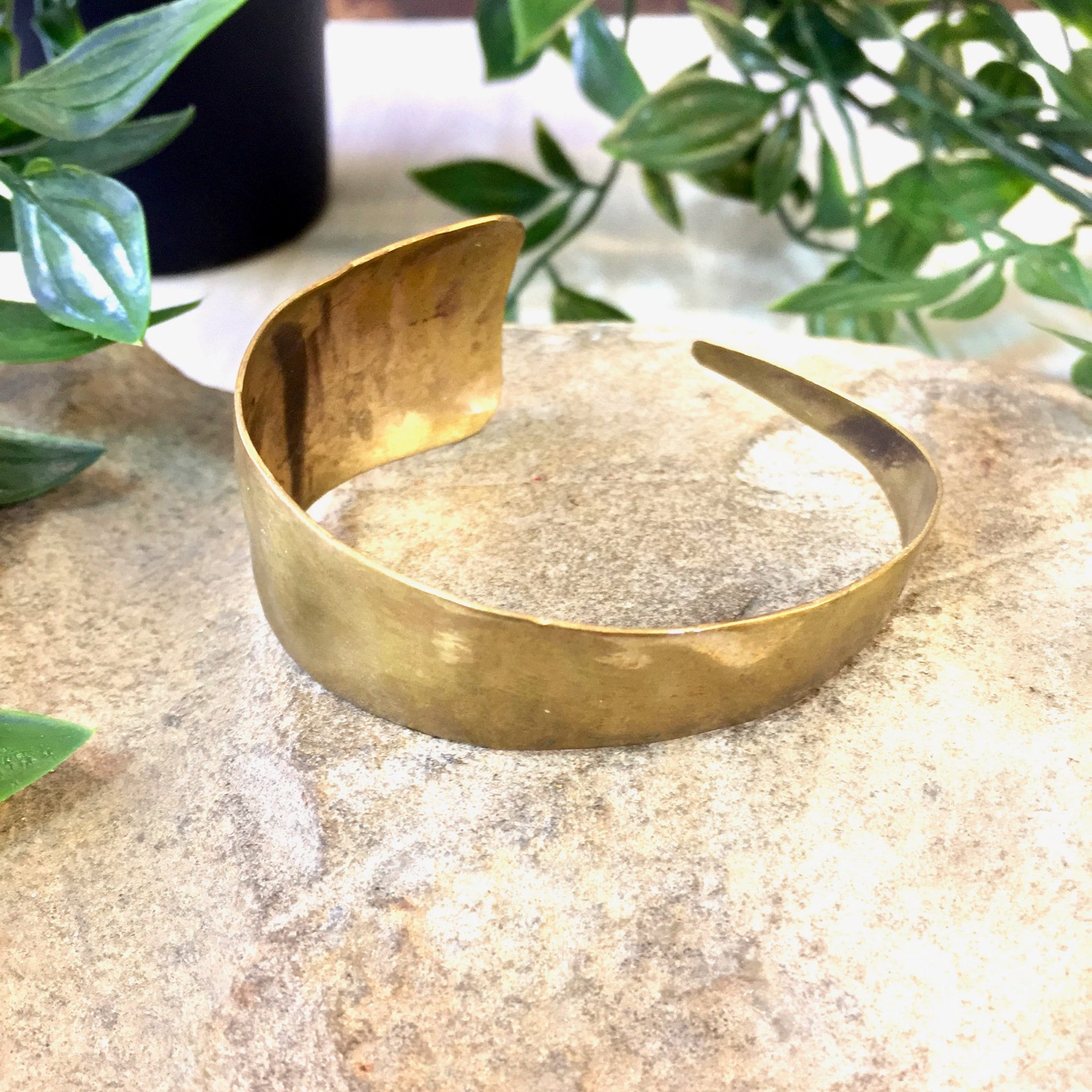 Vintage Brass Cuff, Vintage Jewlery, Brass Bracelet, Asymmetrical Cuff, Hammered Bracelet, Hand Made, Mother's Day Gift, Gold Tone