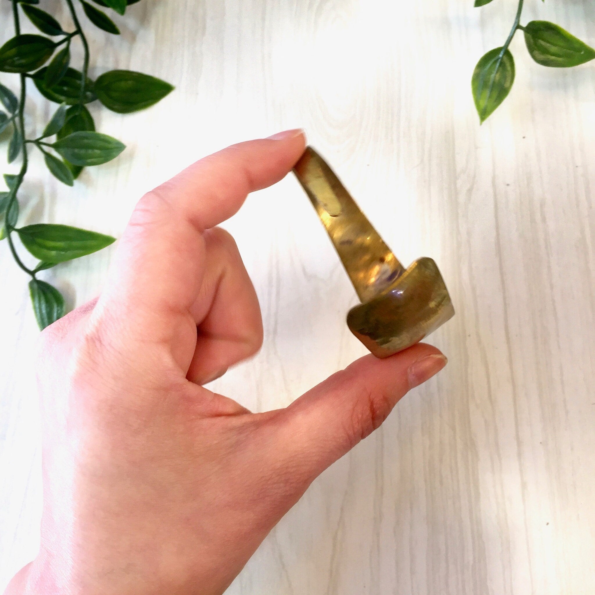 Vintage Brass Cuff, Vintage Jewlery, Brass Bracelet, Asymmetrical Cuff, Hammered Bracelet, Hand Made, Mother's Day Gift, Gold Tone
