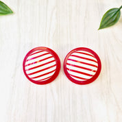 Vintage Costume Jewelry, Clip On Earrings, Brooch, Pin, Stripes, Plastic, 60's Style, 70's Fashion, Pin, Jewelry Set, Earrings,
