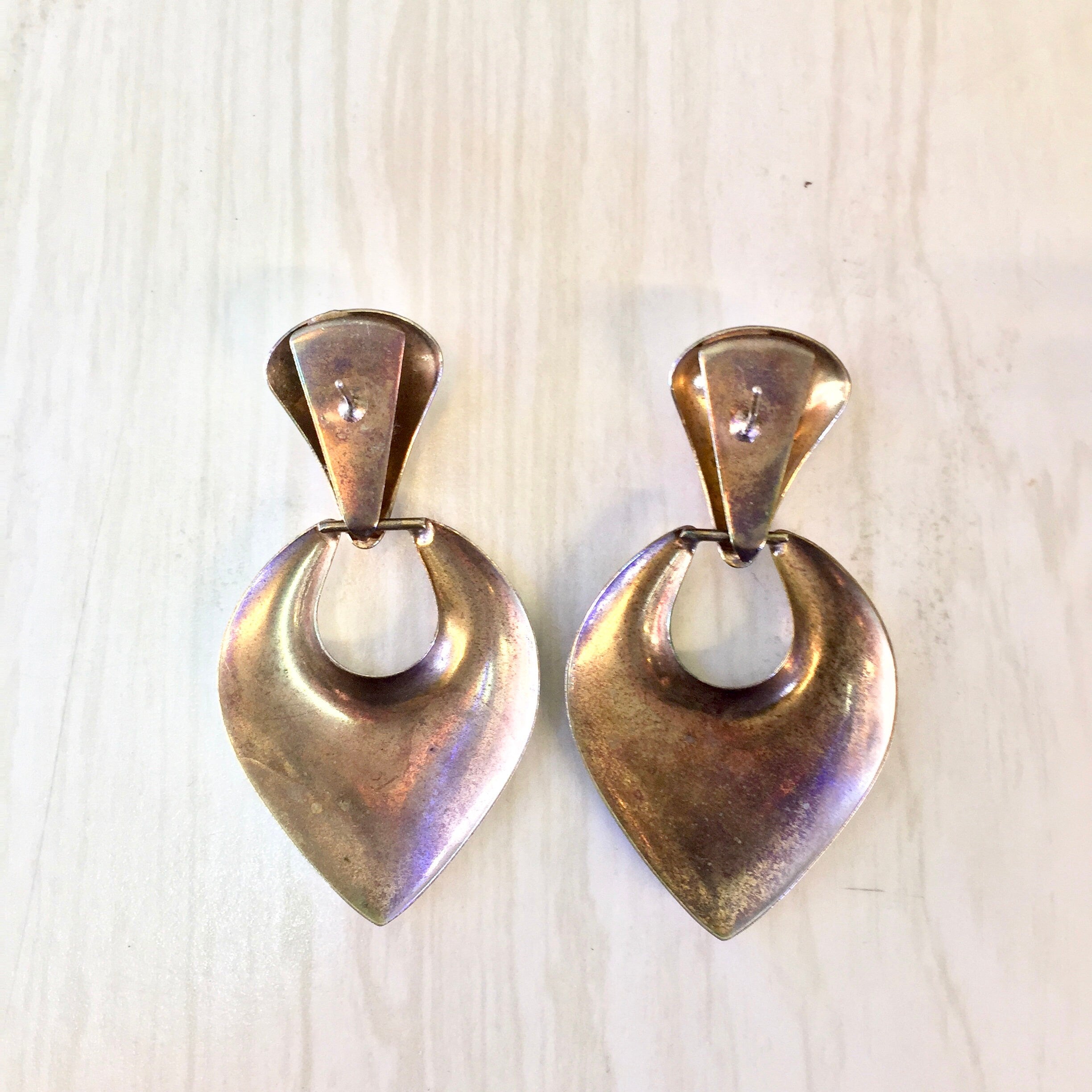 Vintage Silver Earrings, Silver Tone Earrings, Vintage Jewelry, Retro, 1980's Jewelry, Pierced Ears, Costume Jewelry, Dangle Earrings,