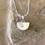 Vintage Silver Necklace, Silver Pendant, Blue Stone, Sterling Silver, Vintage Jewelry, Blue Jewelry, Box Chain, Blue and White Hinge Pendant