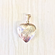 Vintage Silver Locket, Vintage Jewelry, Etched Silver, Heart Locket, Heart Shaped, Sterling Silver, Keepsake Jewelry, Pendant, 925