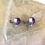 Vintage Jewelry Set, Vintage Ring, Vintage Earrings, Screw Back Earrings, Purple Stones, Sterling Silver, Made in Mexico, Vintage Jewelry