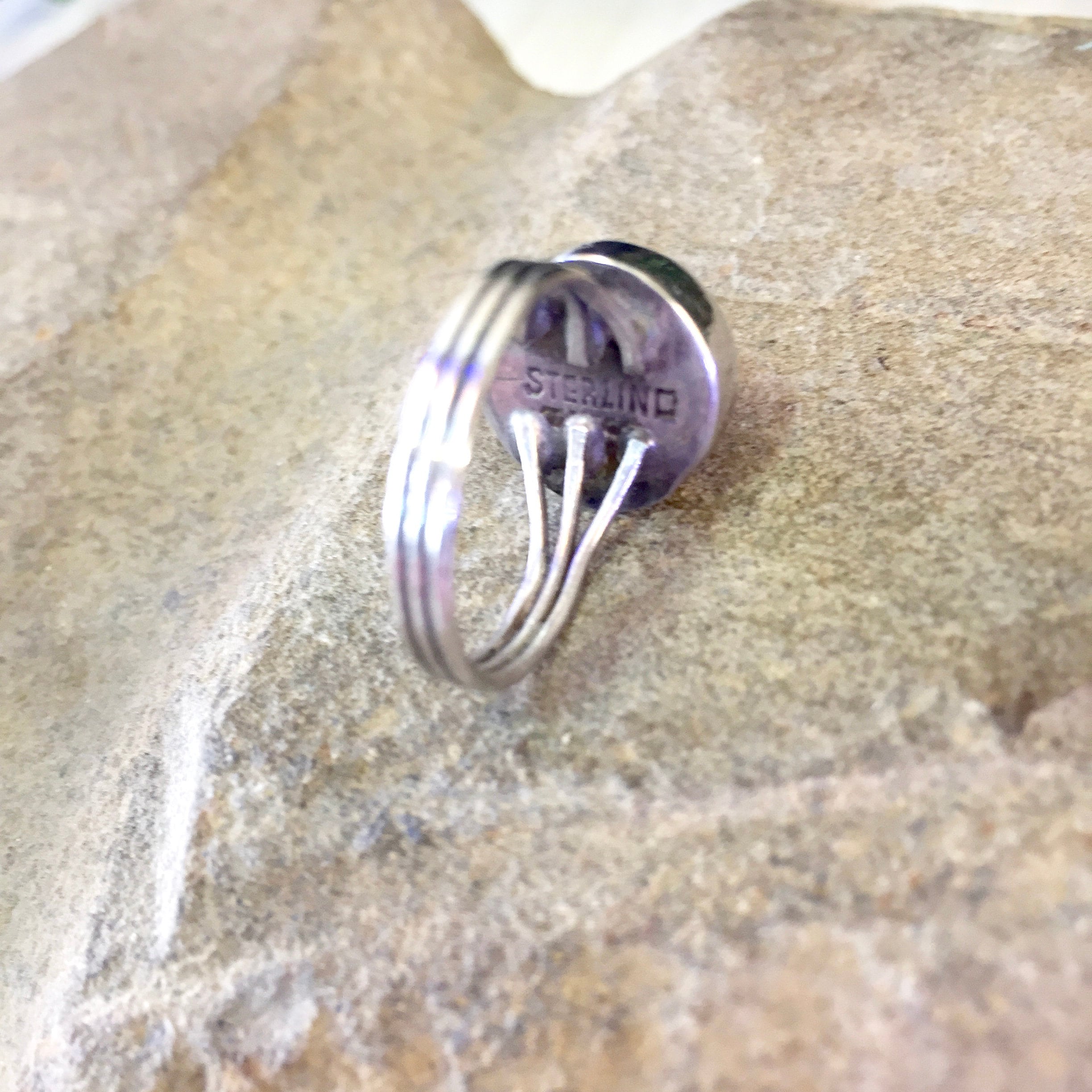 Vintage Jewelry Set, Vintage Ring, Vintage Earrings, Screw Back Earrings, Purple Stones, Sterling Silver, Made in Mexico, Vintage Jewelry