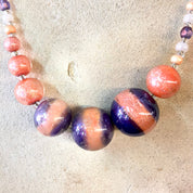 Antica Murrina Necklace, Glass Beaded Necklace, Purple, Pink, Asymmetrical Necklace, White, Blue, Beaded Jewelry, Glass Beads, Statement