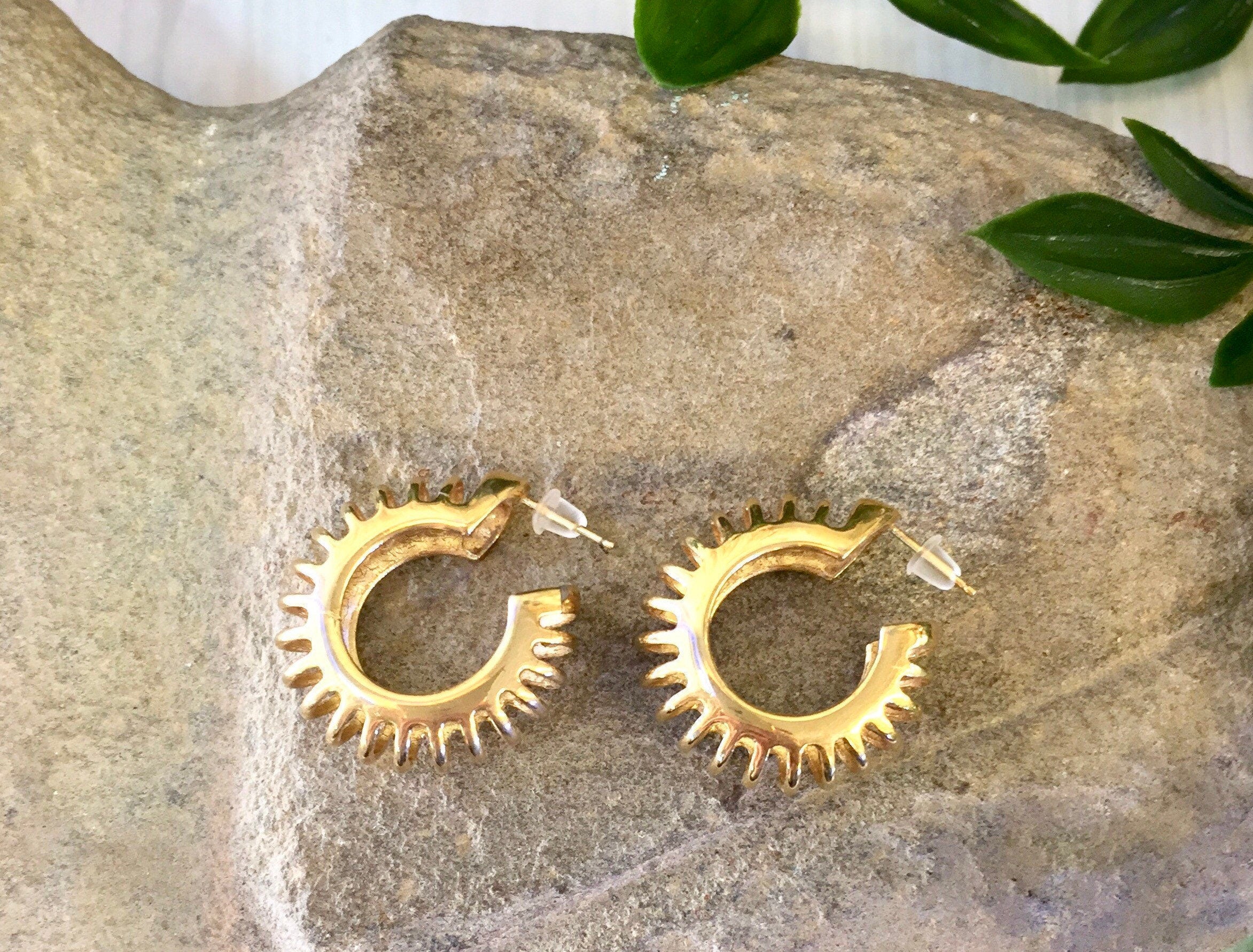 Vintage Earrings, Gold Tone Earrings, Vintage Jewelry, Small Hoop Earrings, Cut Out Jewelry, Post Earrings, Special Occasion, Mothers Day