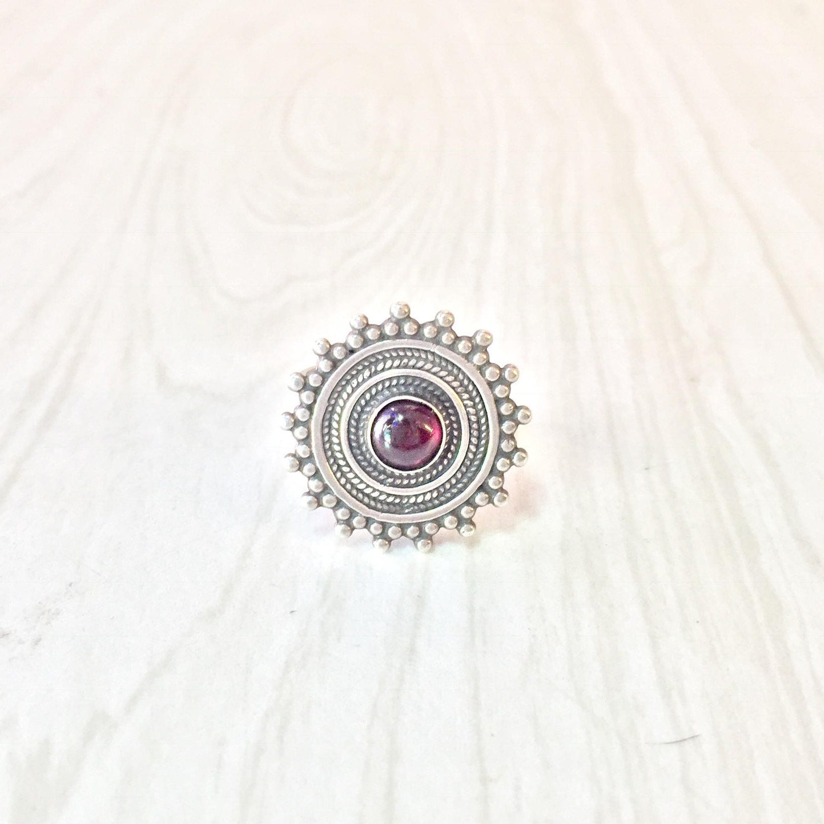 Vintage Silver Ring | Sunburst | Red Gemstone | Sunburst Jewelry | 925 | Silver Ring | Vintage Jewelry | Vintage Ring | Gift for Her