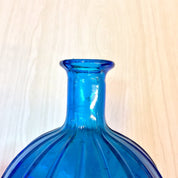 Vintage Blue Glass Decanter, Decanter with Stopper, Bright Blue, Vintage Home Decor, Midcentury Modern Glass, Barware, Wine, Whiskey, Round