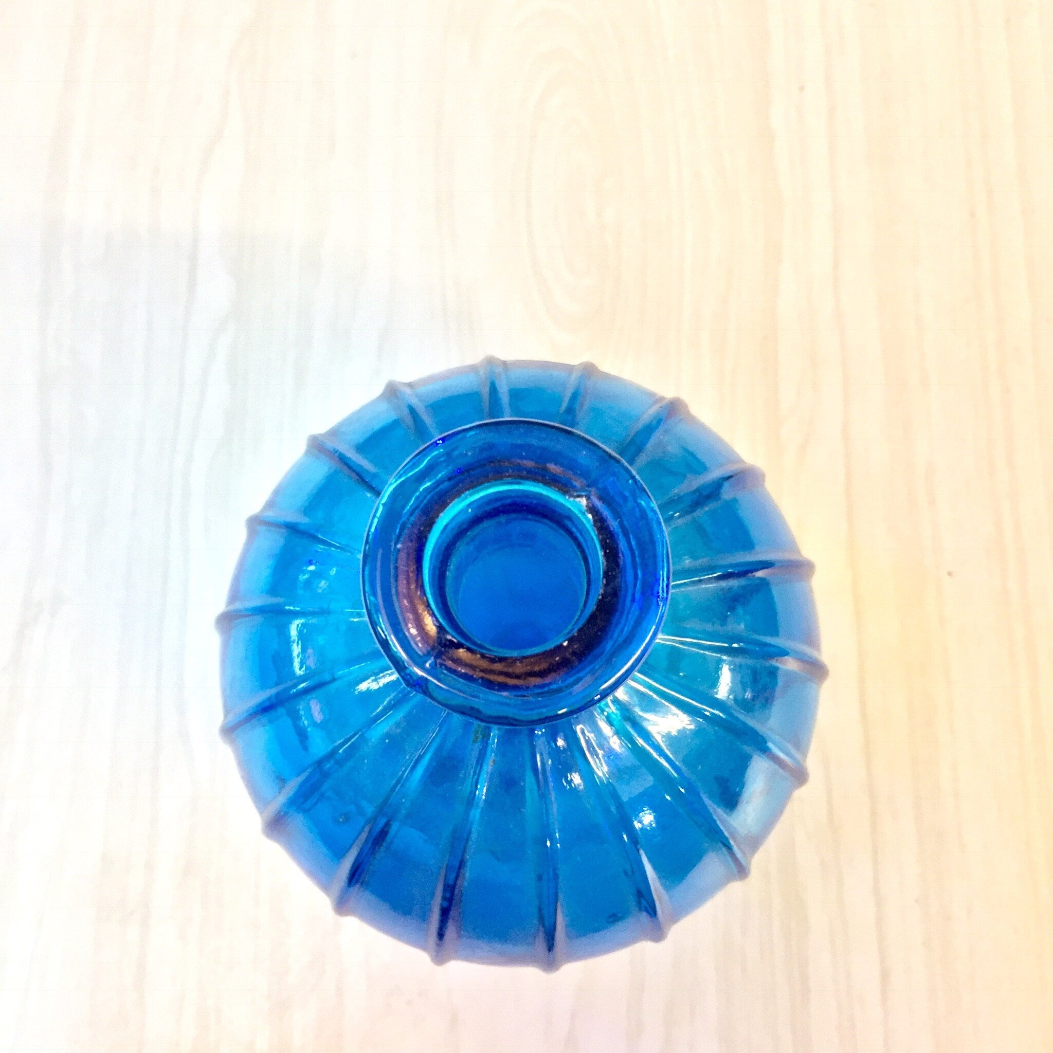 Vintage Blue Glass Decanter, Decanter with Stopper, Bright Blue, Vintage Home Decor, Midcentury Modern Glass, Barware, Wine, Whiskey, Round