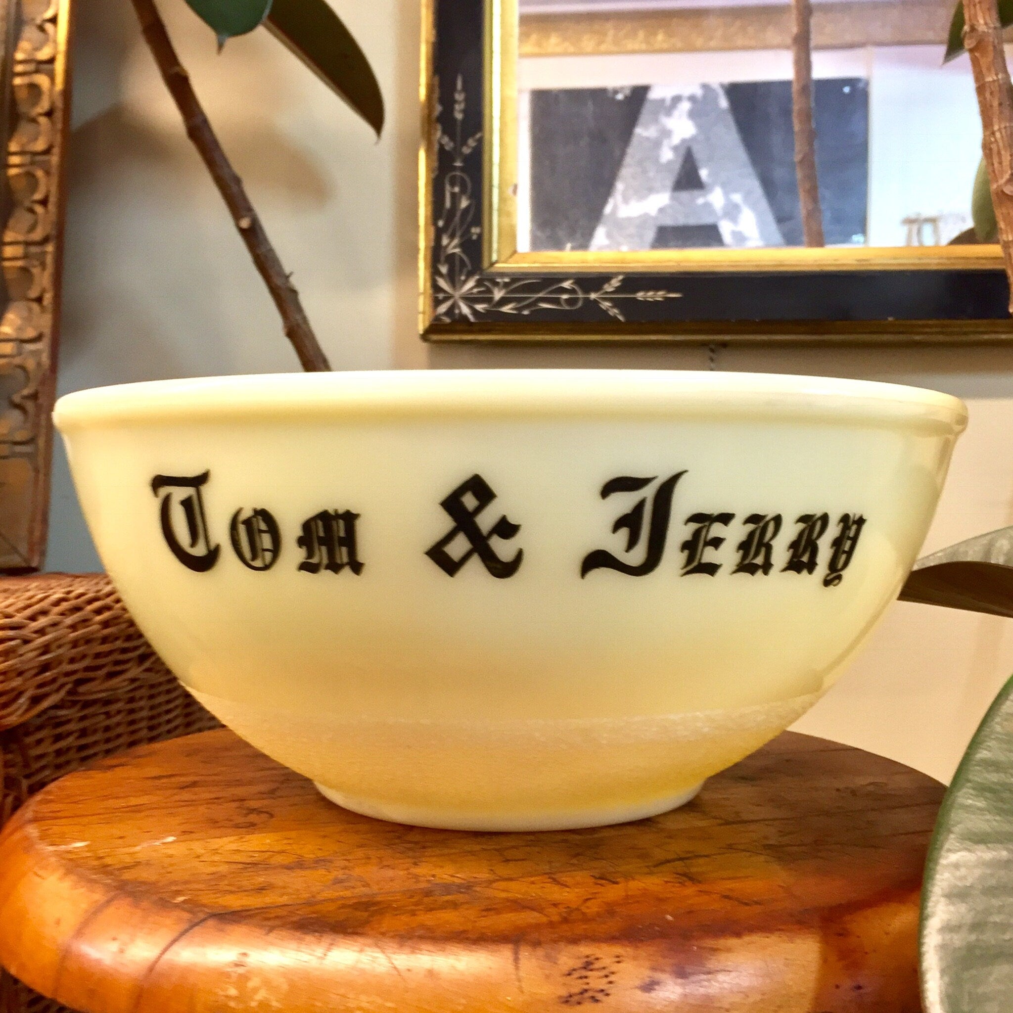 Mckee Tom and Jerry Punch Bowl, Vintage Home Decor, Custard, Tom and Jerry, Vintage Ceramic, Egg Nog, Holiday Party, Light Yellow, Bowl