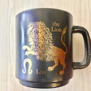 Vintage Zodiac Mug, Zodiac Signs, Astrology, Leo Mug, Lion, Glasbake Mug, Black Mug, Coffee, Tea, Retro, Vintage Kitchen, Glassware, Ceramic