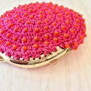 Set of Three Vintage Coin Purses, Vintage Change Purse, Beaded Purse, Crochet, Japan Beadies, 1970's Coin Purse, Pink, Orange, Green, Beaded