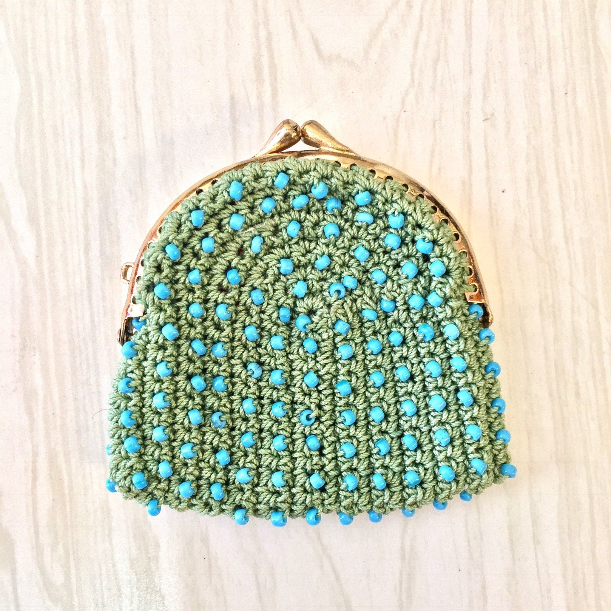 Set of Three Vintage Coin Purses, Vintage Change Purse, Beaded Purse, Crochet, Japan Beadies, 1970's Coin Purse, Pink, Orange, Green, Beaded