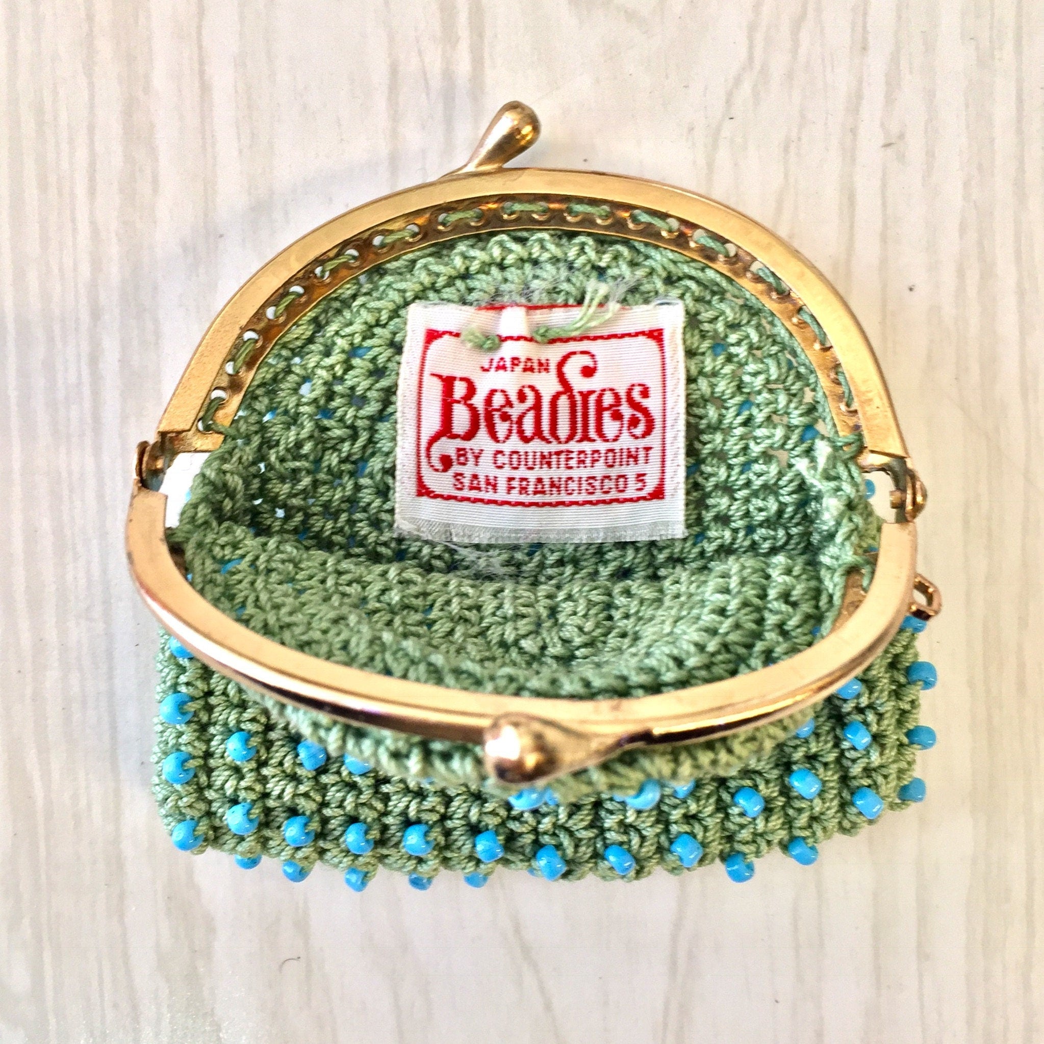 Set of Three Vintage Coin Purses, Vintage Change Purse, Beaded Purse, Crochet, Japan Beadies, 1970's Coin Purse, Pink, Orange, Green, Beaded