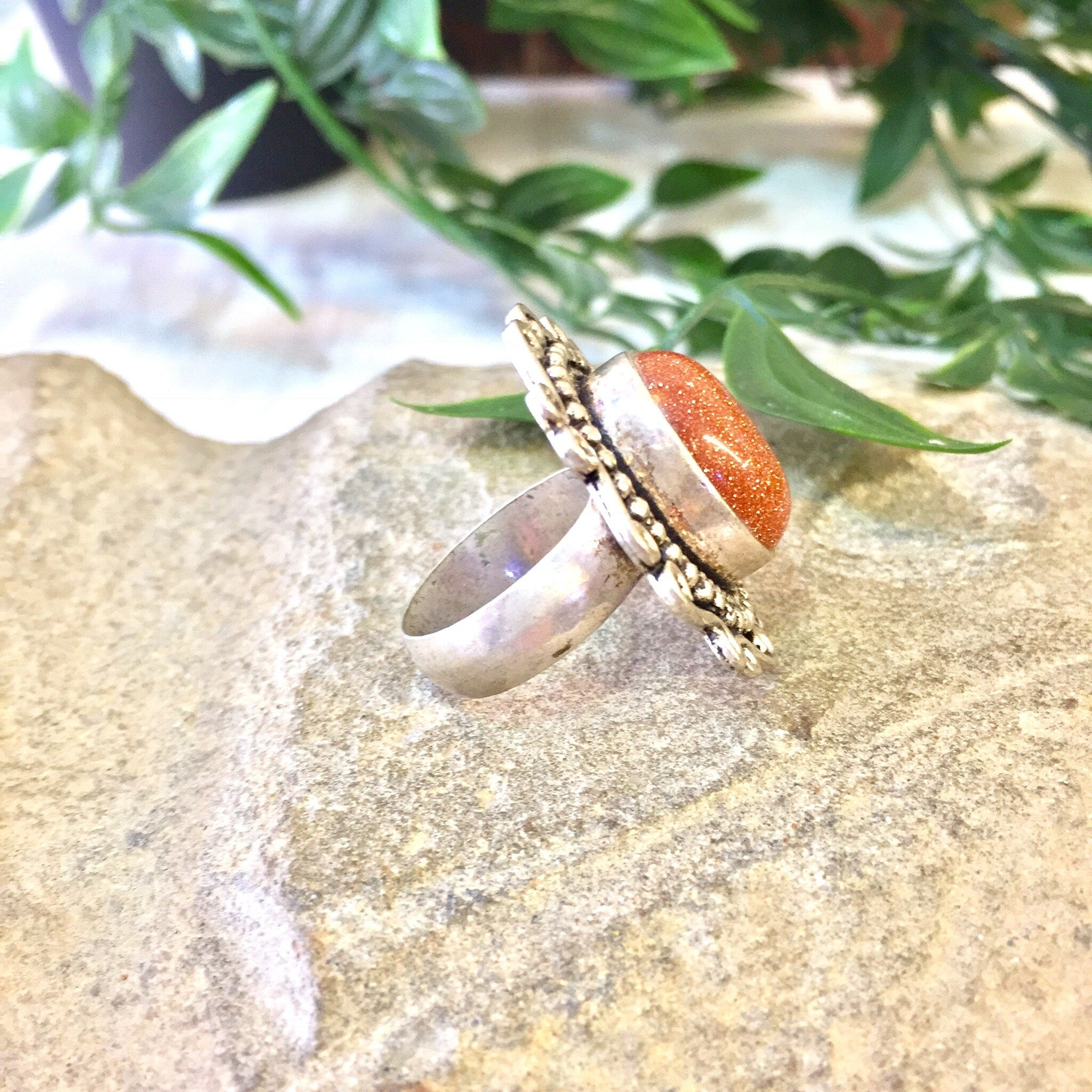 Vintage Silver Ring, Sterling Silver, Vintage Jewelry, Orange Druzy Quartz, Orange, Druzy, Celtic Design, Statement Jewelry, Sparkle, Ring