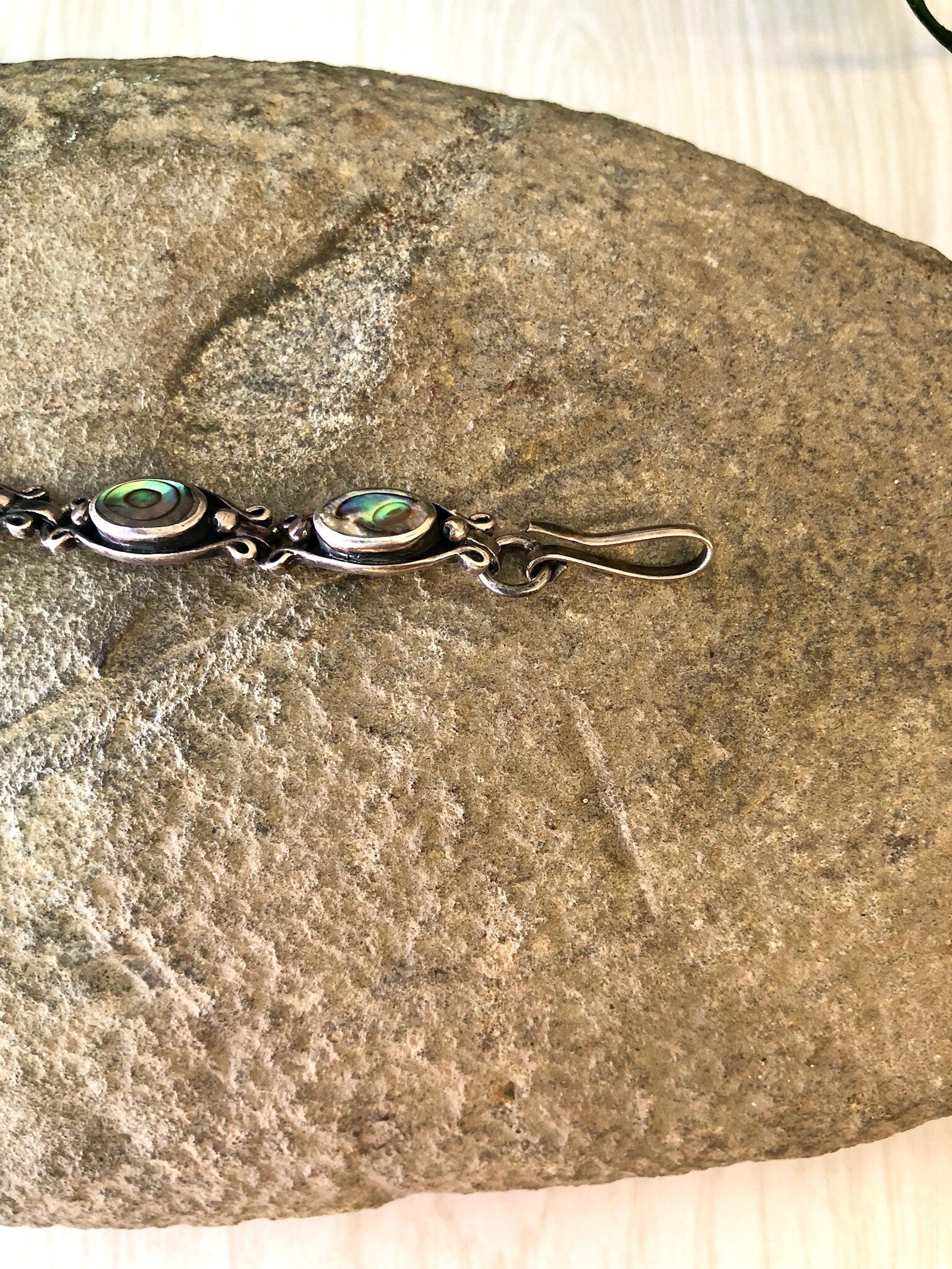 Vintage Silver Bracelet, Abalone Bracelet, Sterling Silver, Vintage Jewelry, Vintage Bracelet, Abalone Jewelry, Link Bracelet, Shell Jewelry