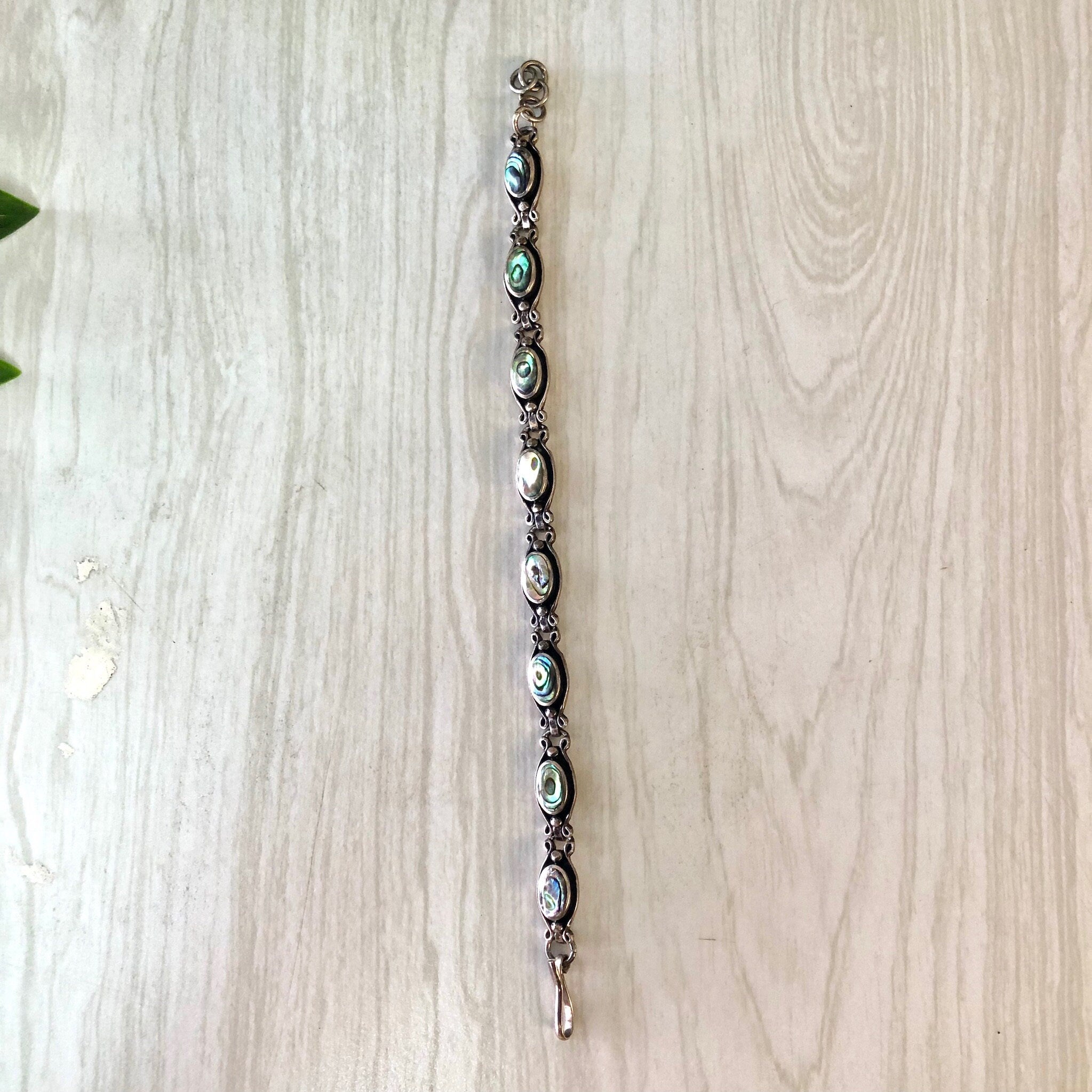 Vintage Silver Bracelet, Abalone Bracelet, Sterling Silver, Vintage Jewelry, Vintage Bracelet, Abalone Jewelry, Link Bracelet, Shell Jewelry