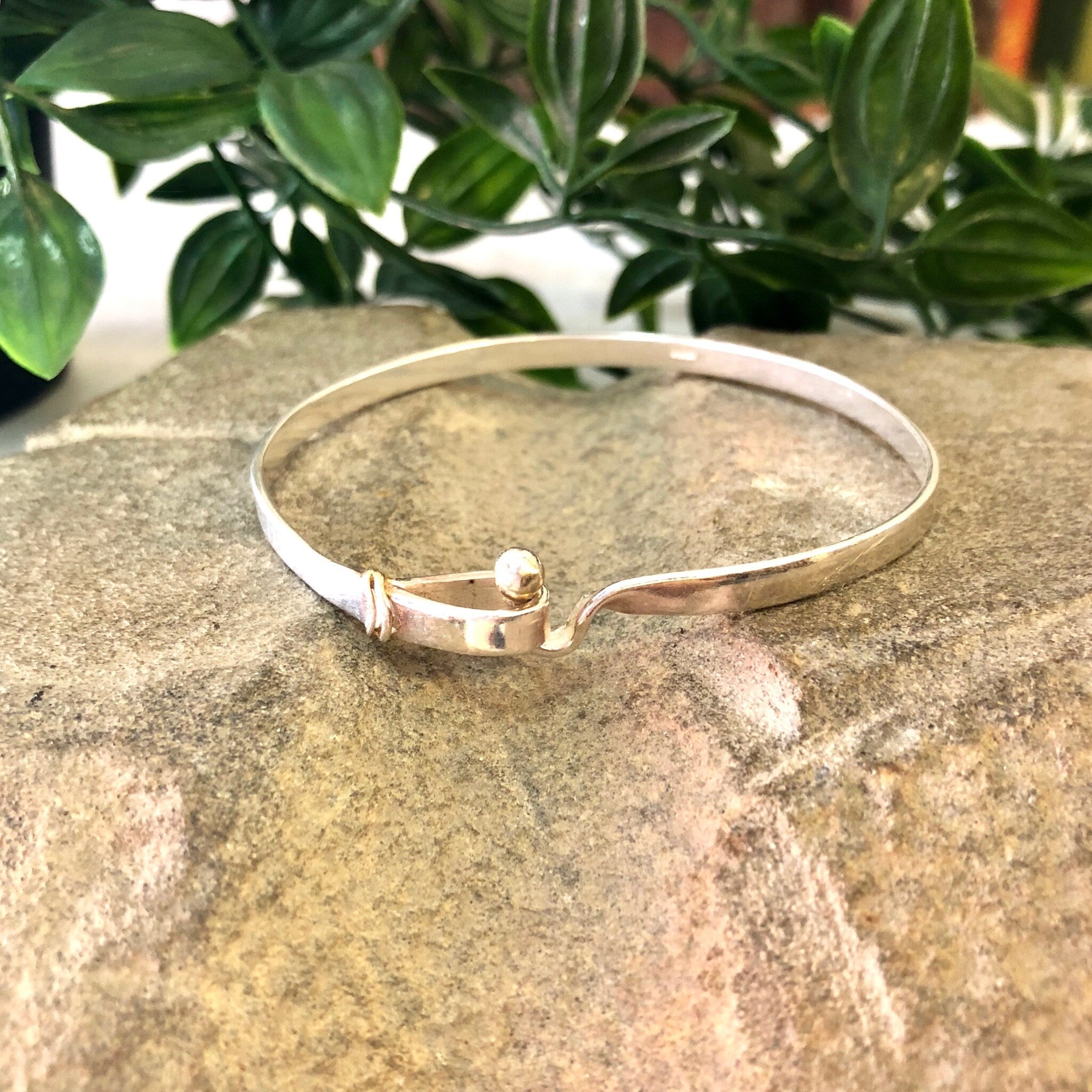 Vintage Silver Bracelet, Bangle Bracelet, Sterling Silver, Vintage Jewelry, Simple Bracelet, Hook Bracelet, Gift for Mom, Mothers Day Gift