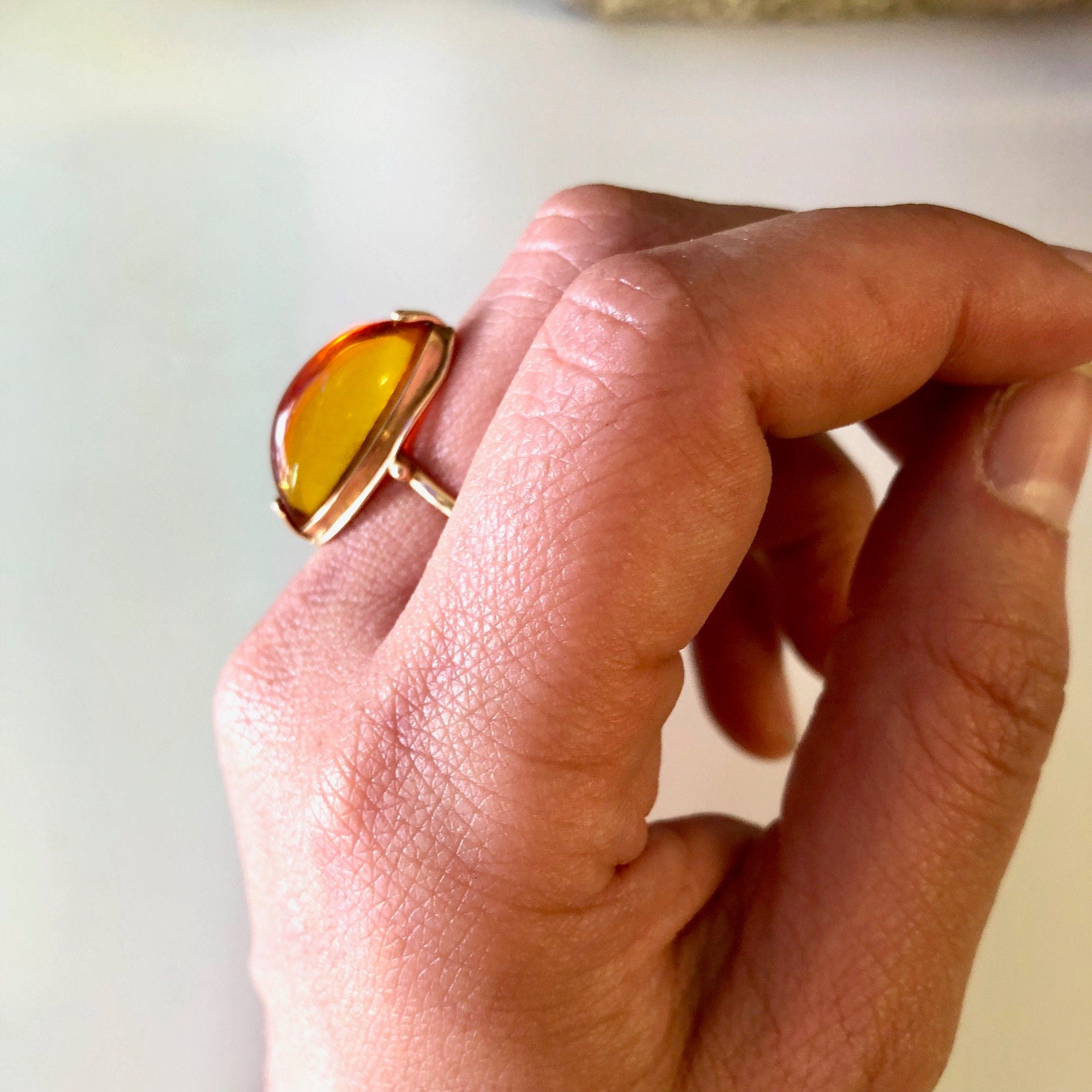Vintage Gold Ring, Amber Stone, Yellow Gold Ring, Vintage Jewelry, 10 Karat Gold, 10K Gold, Amber Ring, Amber Jewelry, Gold Jewelry