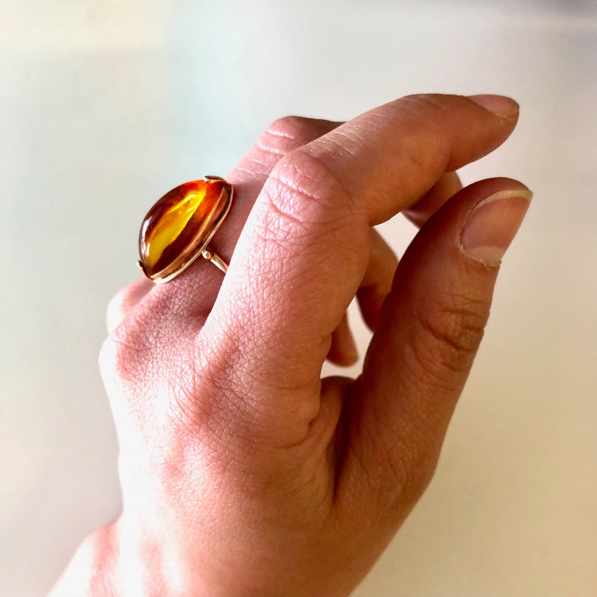 Vintage Gold Ring, Amber Stone, Yellow Gold Ring, Vintage Jewelry, 10 Karat Gold, 10K Gold, Amber Ring, Amber Jewelry, Gold Jewelry