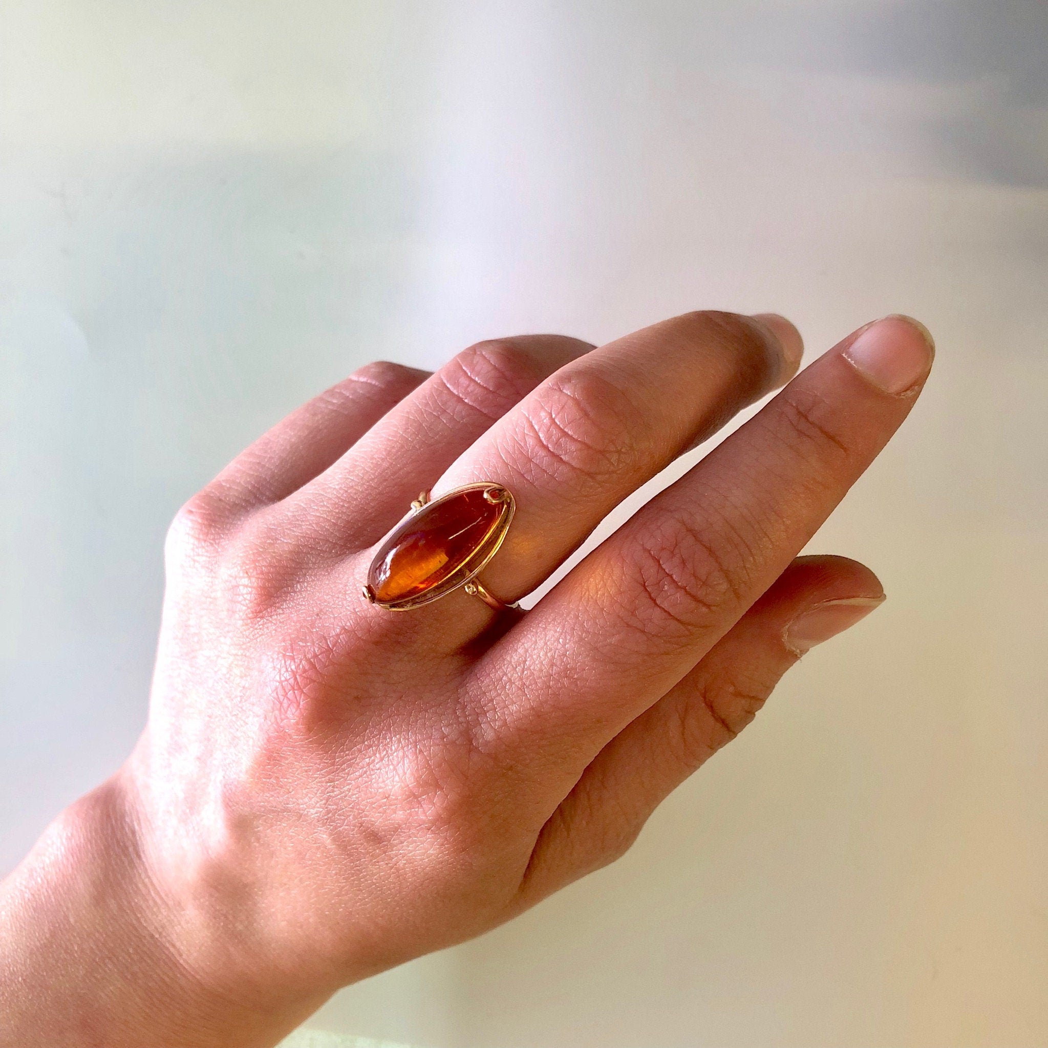 Vintage Gold Ring, Amber Stone, Yellow Gold Ring, Vintage Jewelry, 10 Karat Gold, 10K Gold, Amber Ring, Amber Jewelry, Gold Jewelry