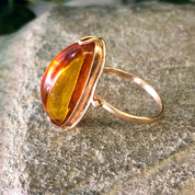 Vintage Gold Ring, Amber Stone, Yellow Gold Ring, Vintage Jewelry, 10 Karat Gold, 10K Gold, Amber Ring, Amber Jewelry, Gold Jewelry
