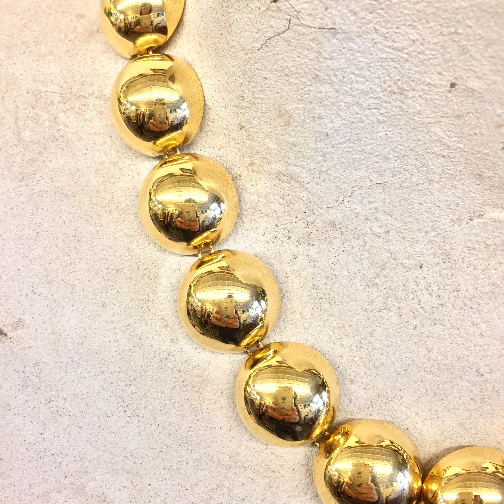 Vintage Gold Necklace, Costume Jewelry, Gold Tone Necklace, Vintage Necklace, Ball Necklace, Statement Jewelry, Yellow Gold, Gift for Mom