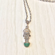 Vintage Silver Necklace, Malachite Pendant, Vintage Jewelry, Pendant, Sterling Silver, Chain, Silver Chain, Long Chain, Green, Charm, Tribal