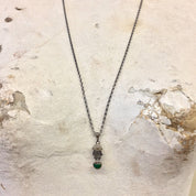 Vintage Silver Necklace, Malachite Pendant, Vintage Jewelry, Pendant, Sterling Silver, Chain, Silver Chain, Long Chain, Green, Charm, Tribal