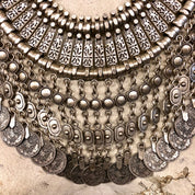 Vintage Necklace, Ottoman Empire Coin, Coin Jewlery, Statement Necklace, Vintage Jewelry, Silver Tone Necklace, Nickel Jewelry, Collar, Bib