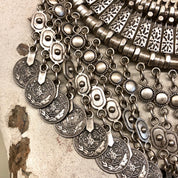 Vintage Necklace, Ottoman Empire Coin, Coin Jewlery, Statement Necklace, Vintage Jewelry, Silver Tone Necklace, Nickel Jewelry, Collar, Bib