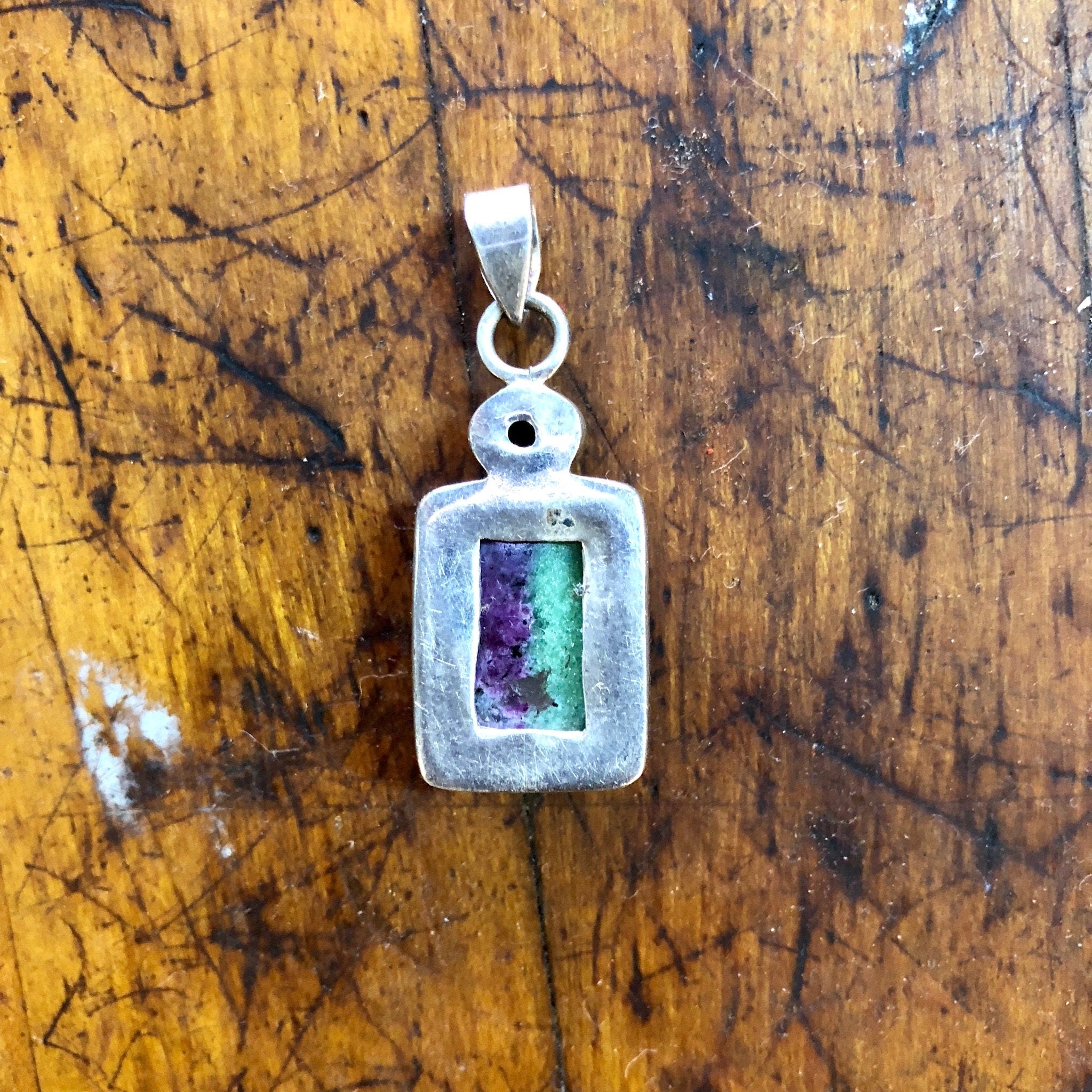 Vintage Silver Pendant, Sterling Silver, Vintage Jewelry, Green, Purple, Natural Stone, Red Gemstone, Garnet Jewelry, Vintage Necklace
